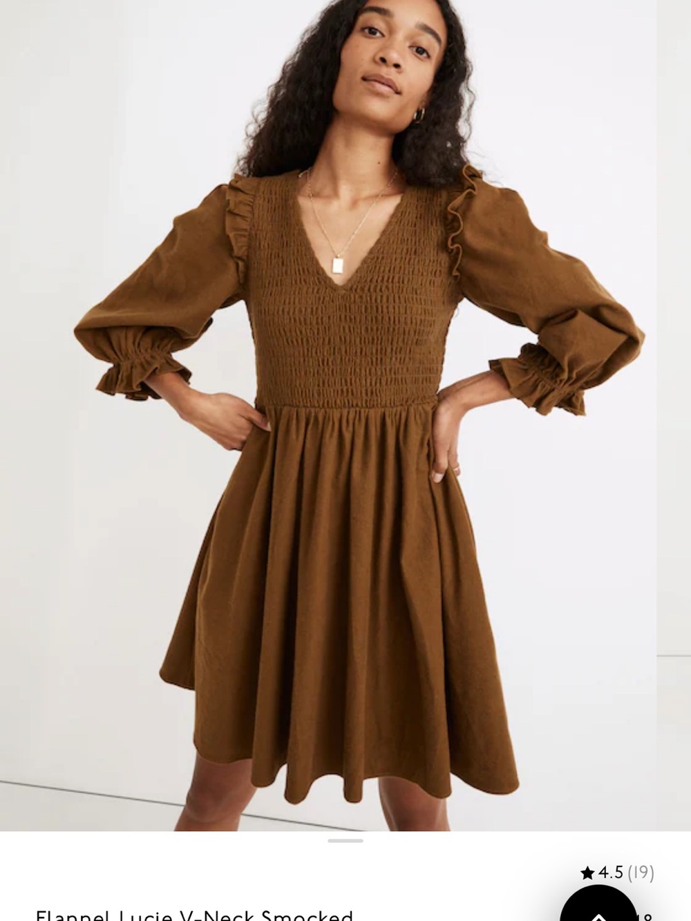 NWT Madewell Flannel Lucie V-Neck smocked dress